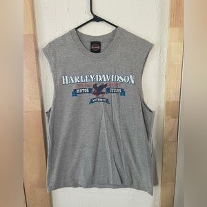 Harley Davidson Gray Cut Off Tee Sz L